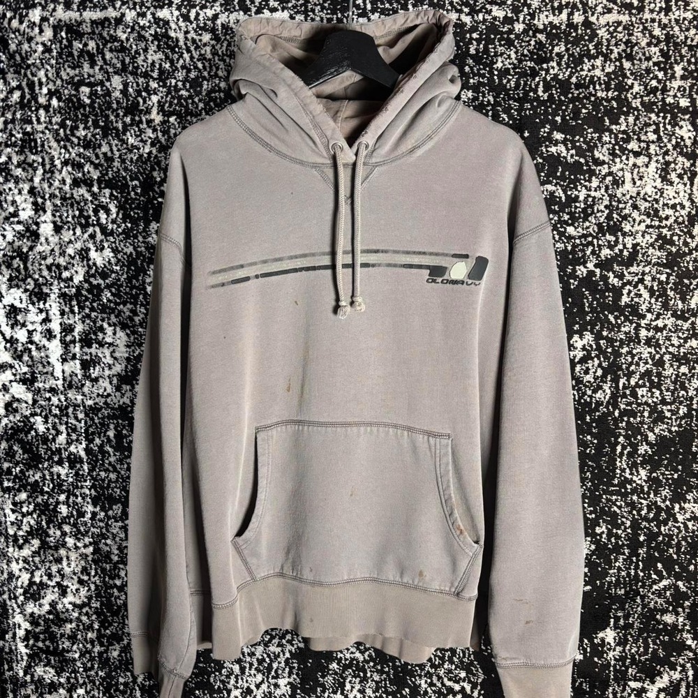 Y2k Old Navy Grey Striped Distressed Grunge Hoodie